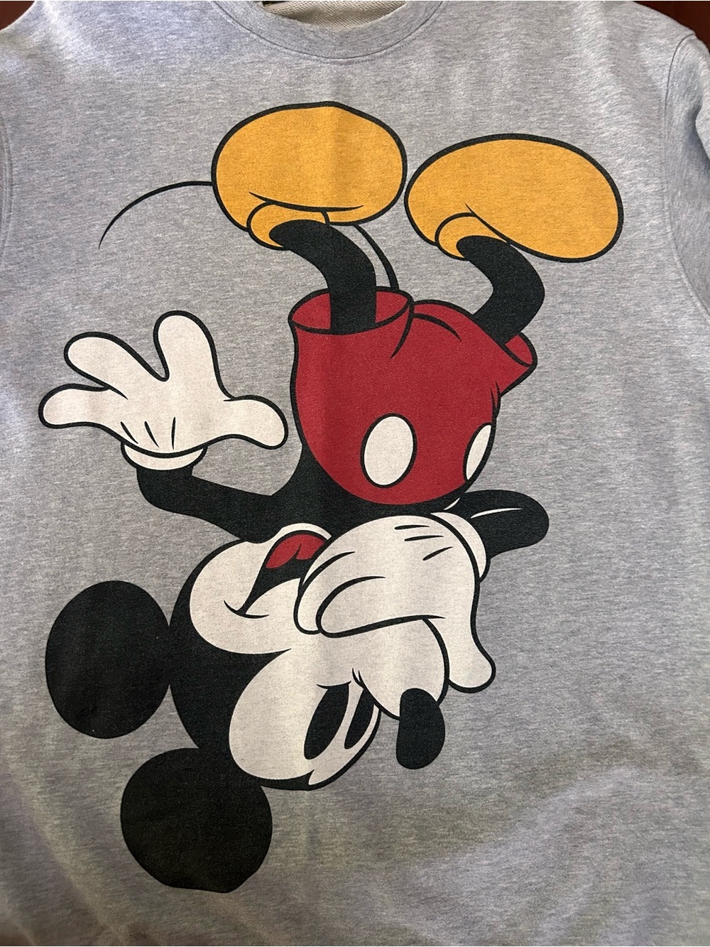 Disney x Peacebird Men Etudes Mickey Mouse Handstand Gray Crewneck Sweatshirt L - Picture 7 of 7